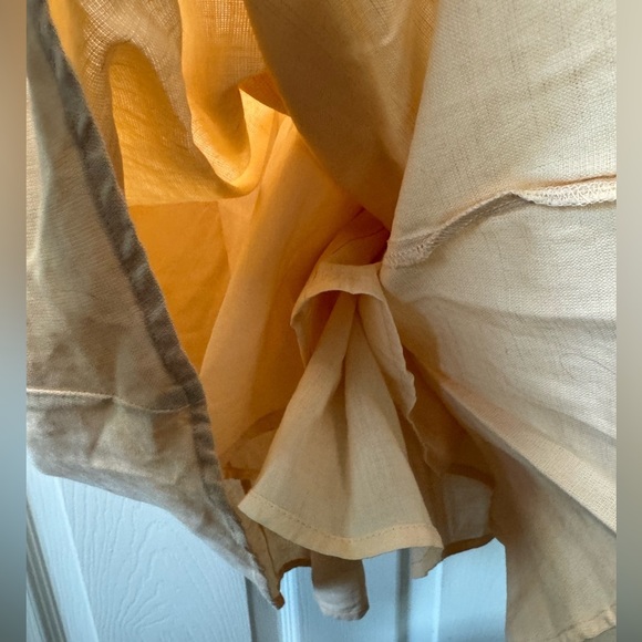 Zara Peach Cross Stitched Halter Boho Midi Dress Linen Blend Womens Size Small - Picture 7 of 7